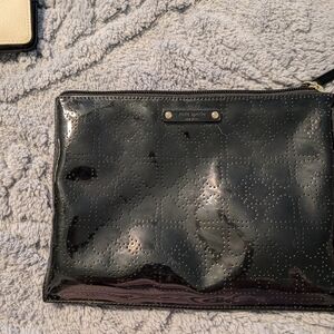 Kate Spade Glossy Black Perforated Clutch